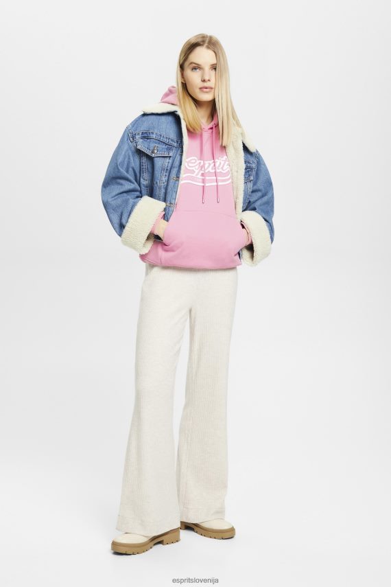 puloverji in puloverji s kapuco sl Esprit ženske pulover s kapuco s potiskom logotipa roza 6X446172