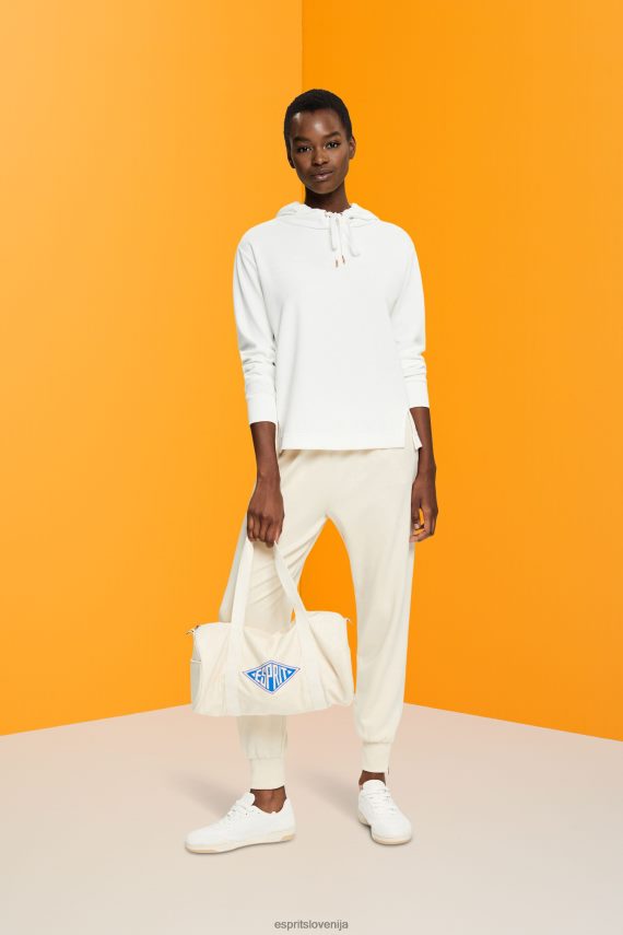 puloverji in puloverji s kapuco sl Esprit ženske pulover s kapuco s potiskom logotipa umazano bela 6X446558