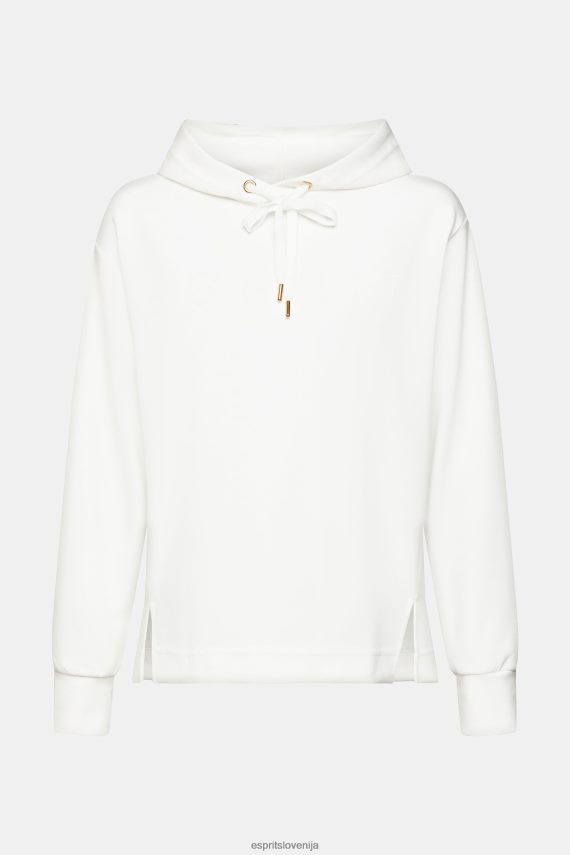 puloverji in puloverji s kapuco sl Esprit ženske pulover s kapuco s potiskom logotipa umazano bela 6X446558