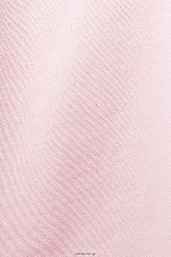 puloverji in puloverji s kapuco sl Esprit ženske pulover s kapuco z vezenim logotipom, organski bombaž pastelno roza 6X44611