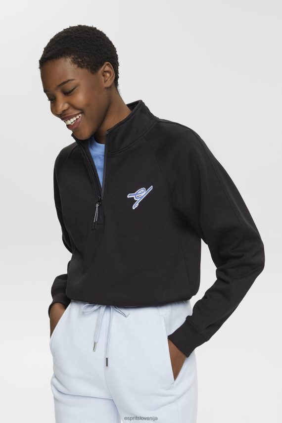 puloverji in puloverji s kapuco sl Esprit ženske pulover s pol zadrgo Črna 6X446158