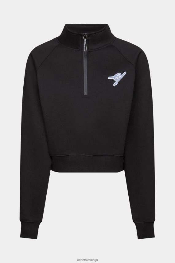 puloverji in puloverji s kapuco sl Esprit ženske pulover s pol zadrgo Črna 6X446158