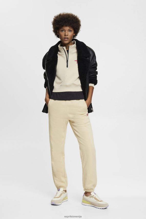 puloverji in puloverji s kapuco sl Esprit ženske pulover s pol zadrgo svetlo taupe 6X446160