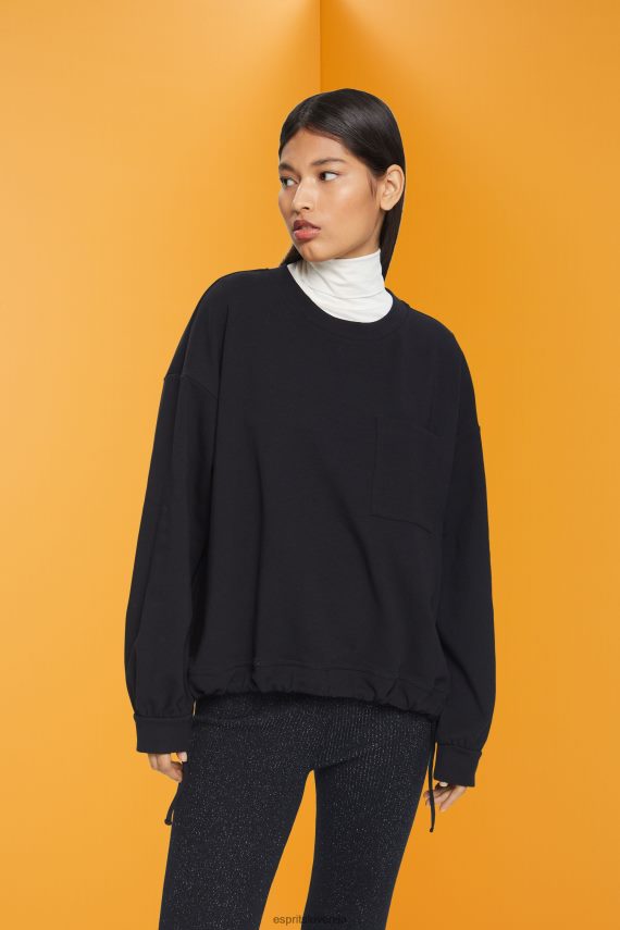 puloverji in puloverji s kapuco sl Esprit ženske pulover z vrvico na robu Črna 6X446401