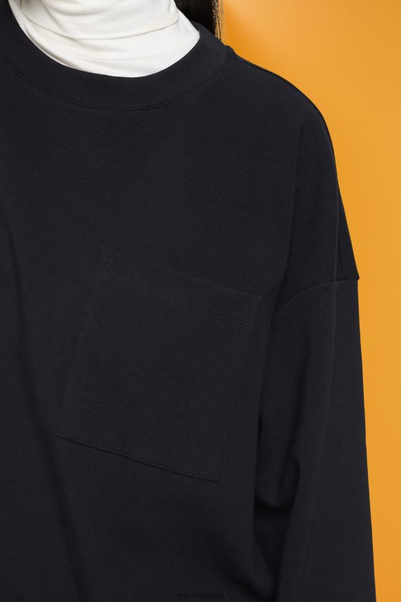 puloverji in puloverji s kapuco sl Esprit ženske pulover z vrvico na robu Črna 6X446401