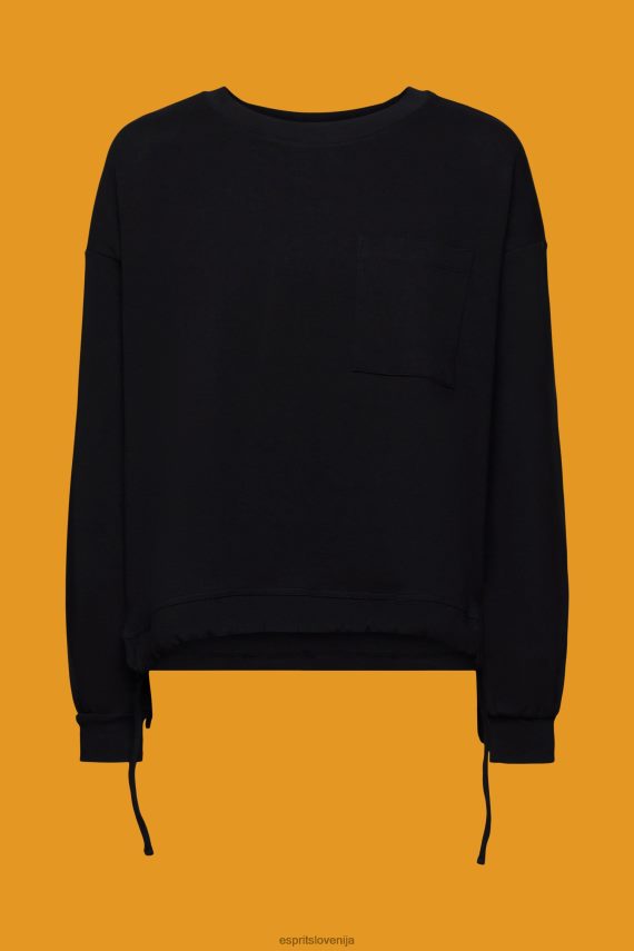 puloverji in puloverji s kapuco sl Esprit ženske pulover z vrvico na robu Črna 6X446401