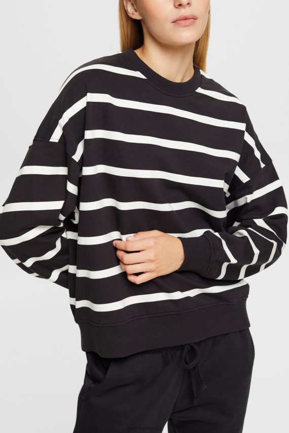 puloverji in puloverji s kapuco sl Esprit ženske črtasto jopico Črna 6X446521