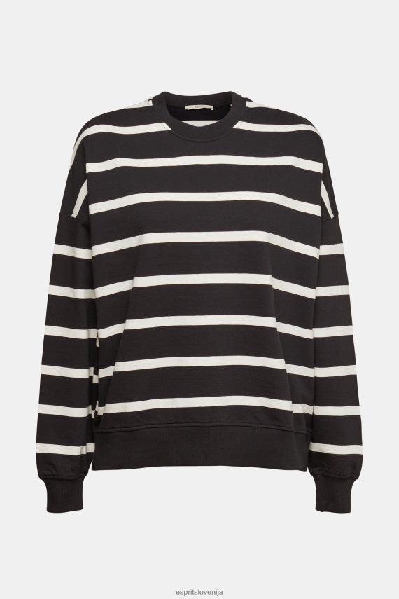 puloverji in puloverji s kapuco sl Esprit ženske črtasto jopico Črna 6X446521
