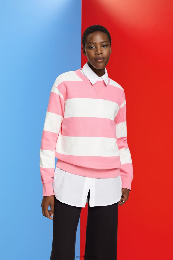 puloverji in puloverji s kapuco sl Esprit ženske črtasto jopico roza 6X446402