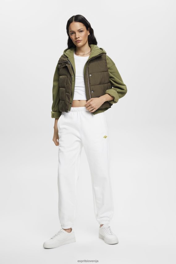 puloverji in puloverji s kapuco sl Esprit ženske skrajšan pulover na zadrgo s potiskom logotipa na hrbtu olivno 6X446164