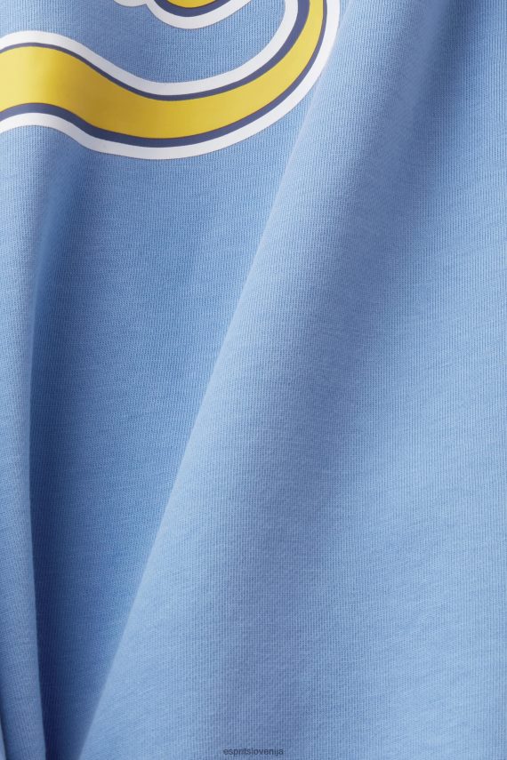 puloverji in puloverji s kapuco sl Esprit ženske skrajšan pulover na zadrgo s potiskom logotipa na hrbtu svetlo modra sivka 6X446166