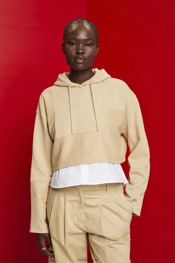 puloverji in puloverji s kapuco sl Esprit ženske skrajšan pulover s kapuco pesek 6X446289