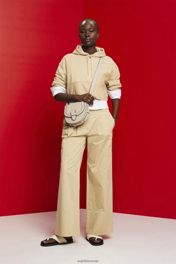 puloverji in puloverji s kapuco sl Esprit ženske skrajšan pulover s kapuco pesek 6X446289