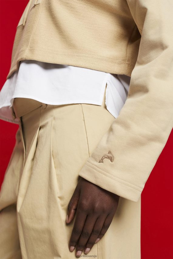 puloverji in puloverji s kapuco sl Esprit ženske skrajšan pulover s kapuco pesek 6X446289