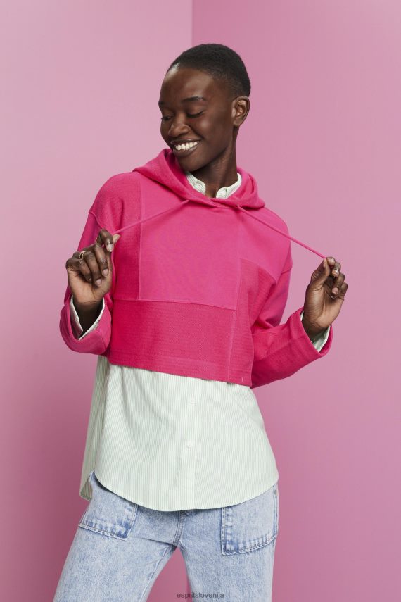puloverji in puloverji s kapuco sl Esprit ženske skrajšan pulover s kapuco roza fuksija 6X446290