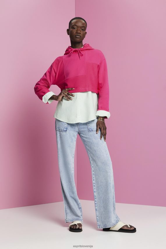 puloverji in puloverji s kapuco sl Esprit ženske skrajšan pulover s kapuco roza fuksija 6X446290