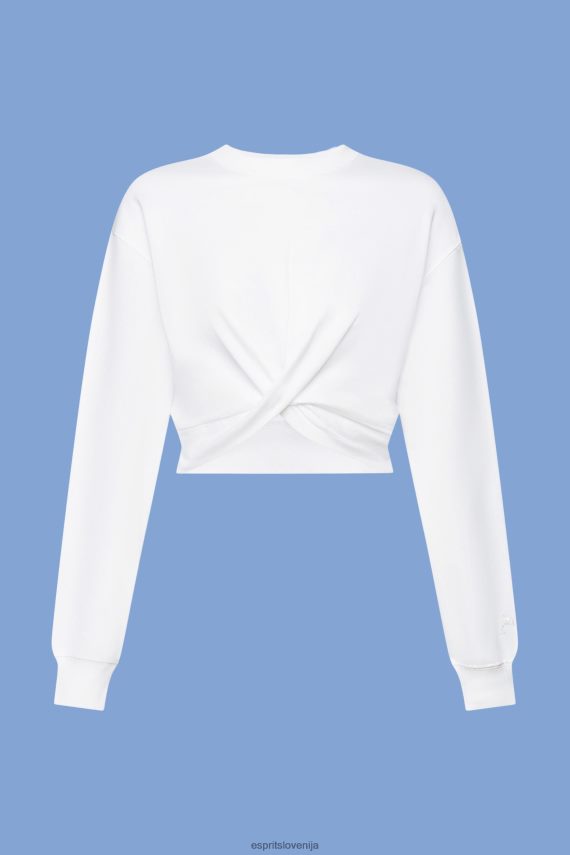 puloverji in puloverji s kapuco sl Esprit ženske skrajšan pulover z vozli bela 6X446217