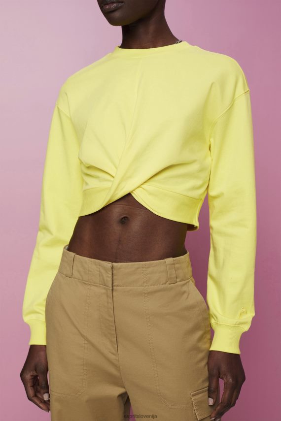 puloverji in puloverji s kapuco sl Esprit ženske skrajšan pulover z vozli rumena 6X446219