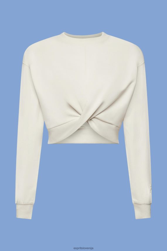 puloverji in puloverji s kapuco sl Esprit ženske skrajšan pulover z vozli svetlo taupe 6X446218