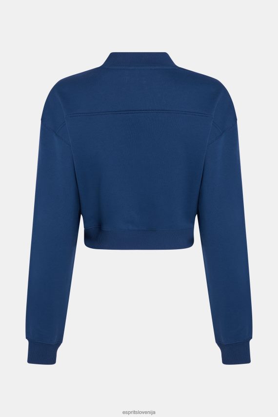 puloverji in puloverji s kapuco sl Esprit ženske skrajšan univerzitetni pulover z našitki črnilo 6X446419