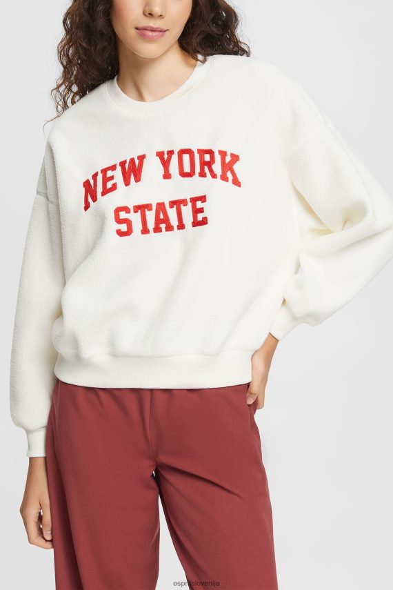 puloverji in puloverji s kapuco sl Esprit ženske teddy borg pulover študentski pulover umazano bela 6X446324