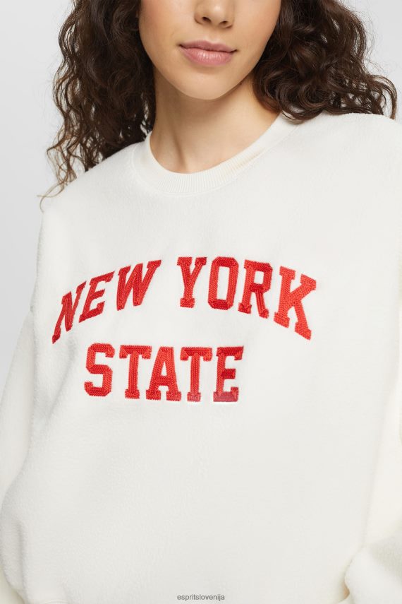 puloverji in puloverji s kapuco sl Esprit ženske teddy borg pulover študentski pulover umazano bela 6X446324