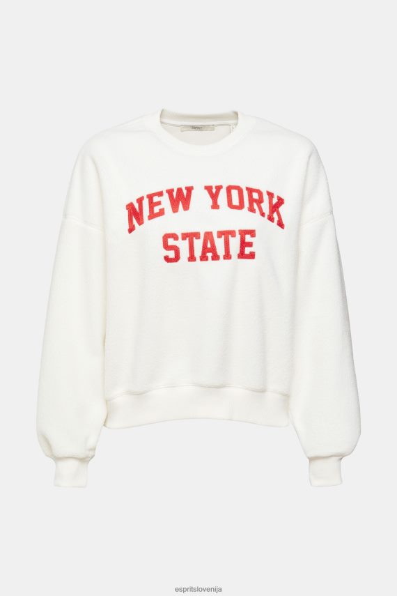 puloverji in puloverji s kapuco sl Esprit ženske teddy borg pulover študentski pulover umazano bela 6X446324