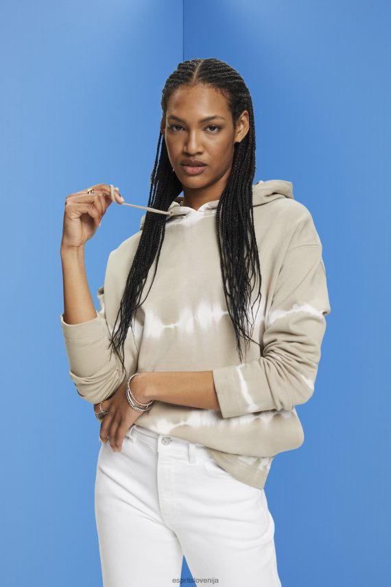 puloverji in puloverji s kapuco sl Esprit ženske tie dye pulover s kapuco prašno zelena 6X446296