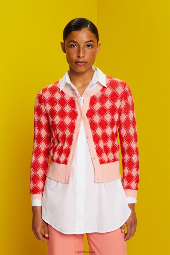 puloverji sl Esprit ženske jopica argyle bela 6X44686