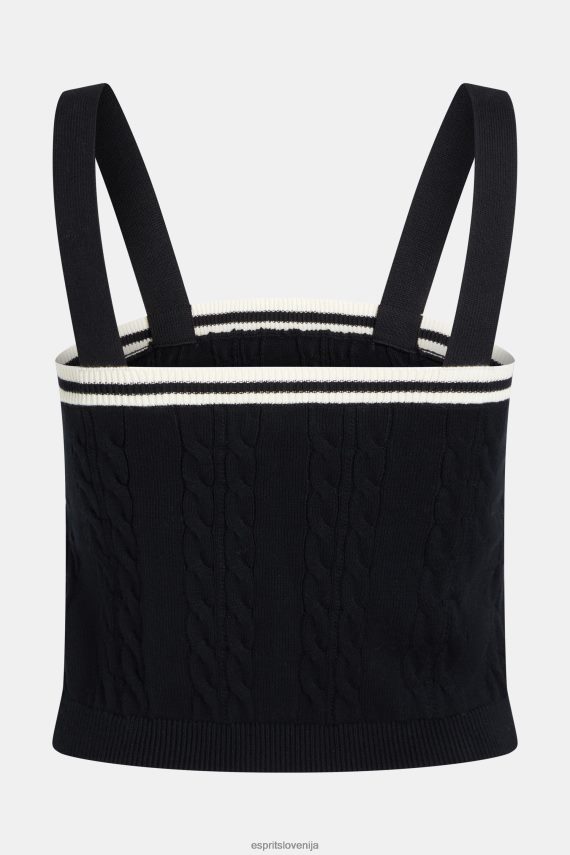 puloverji sl Esprit ženske kabelski pulover z logotipom delfina Črna 6X446408