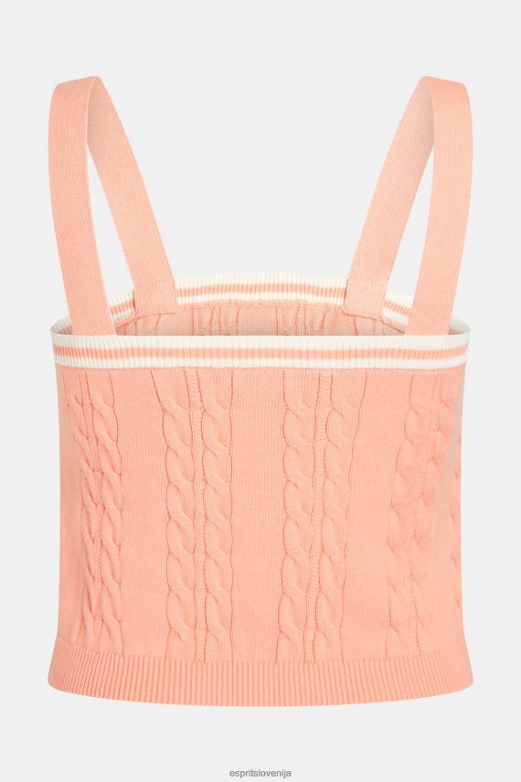 puloverji sl Esprit ženske kabelski pulover z logotipom delfina roza 6X446410