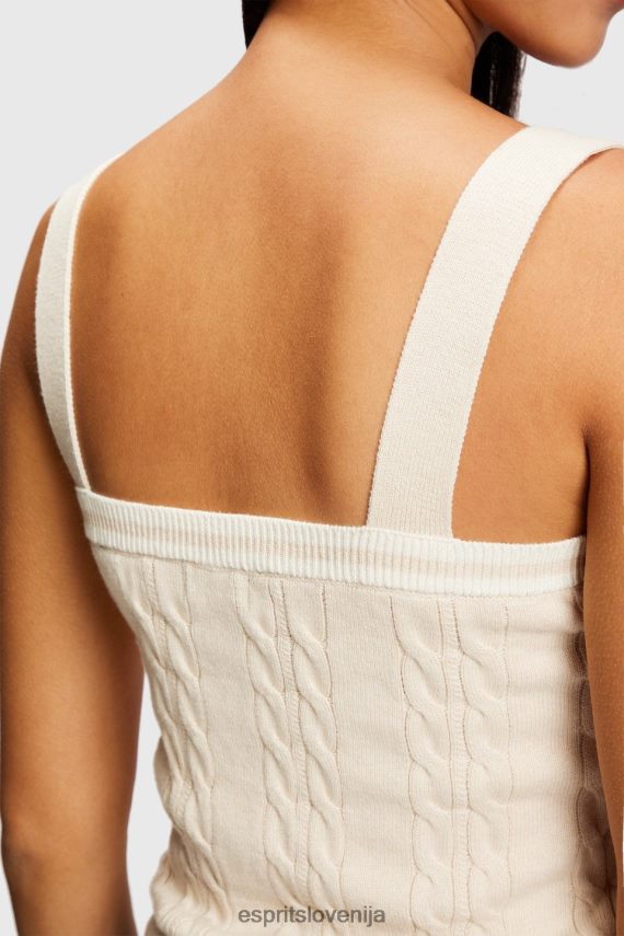 puloverji sl Esprit ženske kabelski pulover z logotipom delfina svetlo bež 6X446409