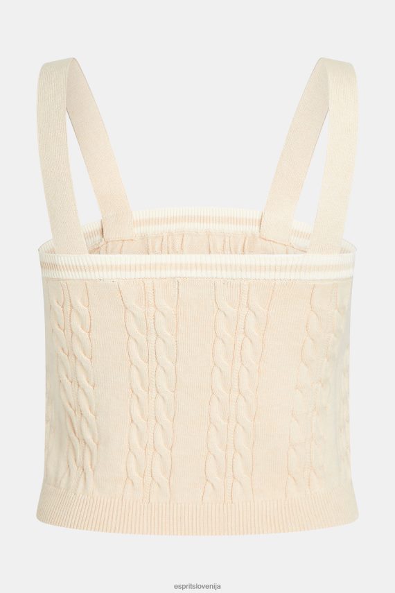 puloverji sl Esprit ženske kabelski pulover z logotipom delfina svetlo bež 6X446409