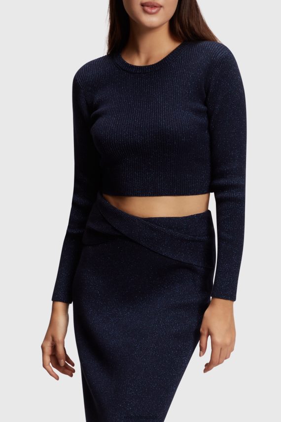 puloverji sl Esprit ženske kovinski pulover z zavihanim hrbtom mornarica 6X446358