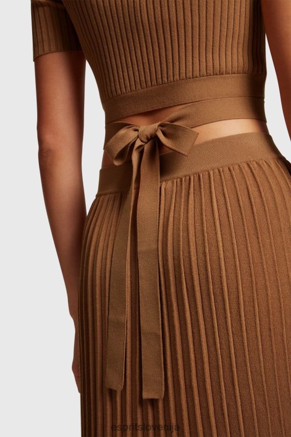 puloverji sl Esprit ženske naguban vrh rjav 6X446375