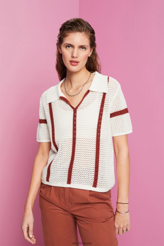 puloverji sl Esprit ženske polo pulover s kratkimi rokavi led 6X446105