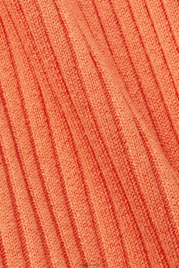 puloverji sl Esprit ženske rebrast pulover brez rokavov, mešanica lanu koralno oranžna 6X446110