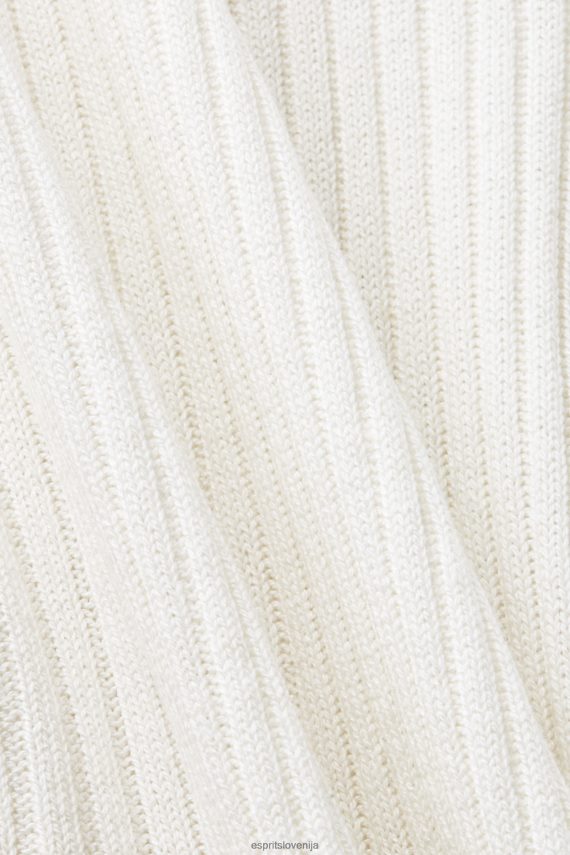 puloverji sl Esprit ženske rebrast pulover brez rokavov, mešanica lanu umazano bela 6X446108