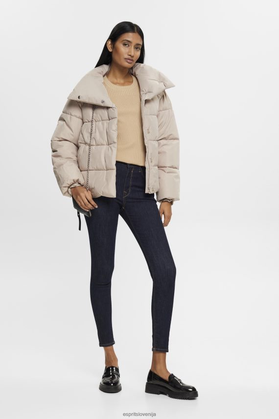 puloverji sl Esprit ženske rebrasti pulover s kratkimi rokavi pesek 6X446318