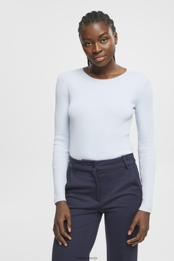 puloverji sl Esprit ženske rebrasti skakalec pastelno modra 6X446274