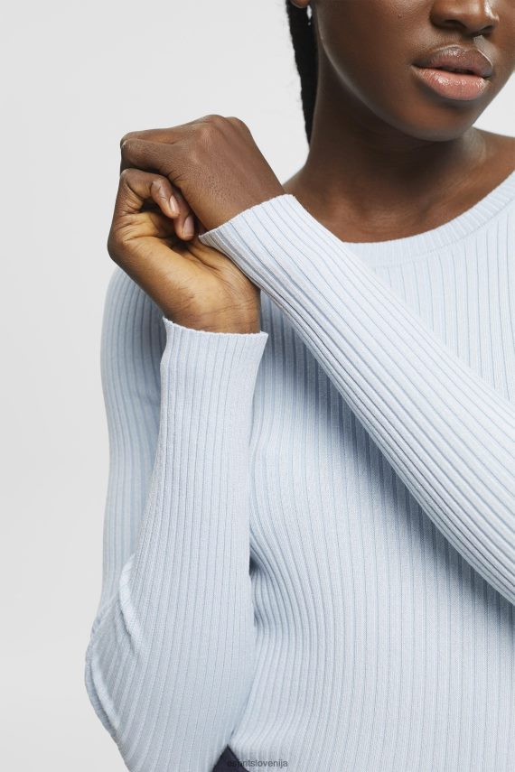 puloverji sl Esprit ženske rebrasti skakalec pastelno modra 6X446274