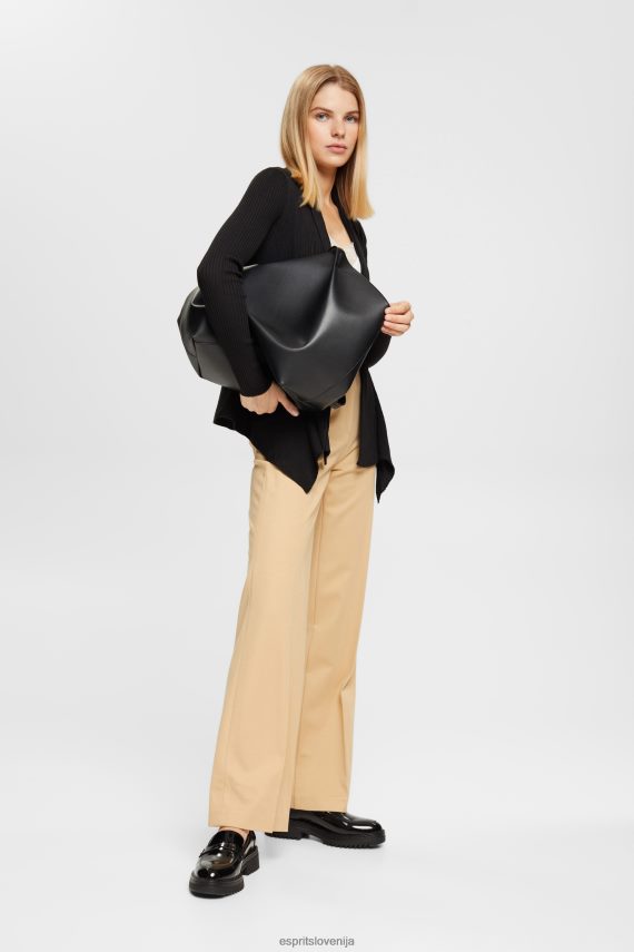 puloverji sl Esprit ženske reciklirano: rebrasta jopica z robčkom Črna 6X44623