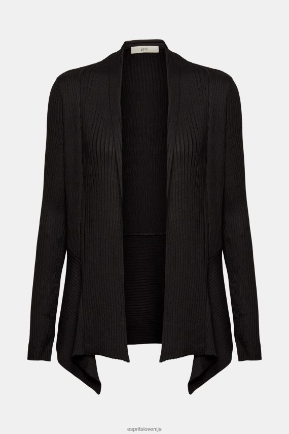 puloverji sl Esprit ženske reciklirano: rebrasta jopica z robčkom Črna 6X44623