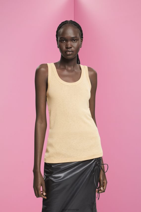 rezervoar sl Esprit ženske bleščeč top brez rokavov zlato 6X446404