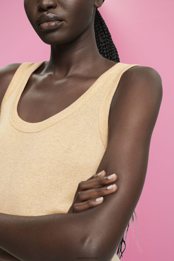 rezervoar sl Esprit ženske bleščeč top brez rokavov zlato 6X446404