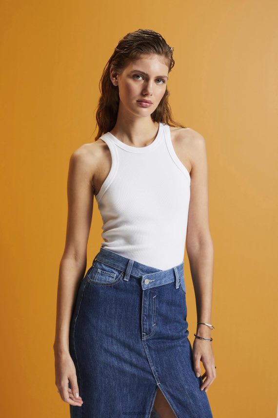 rezervoar sl Esprit ženske rebrast brezrokavnik bela 6X446281