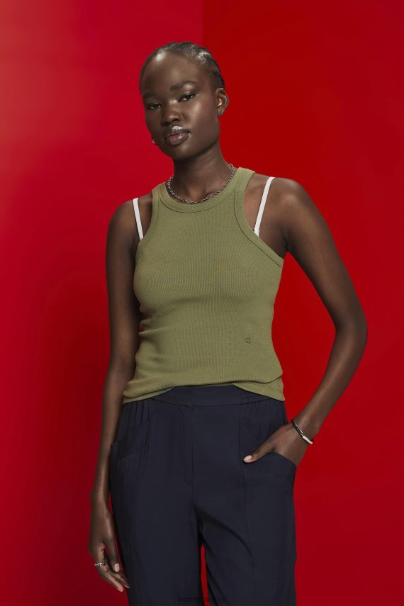 rezervoar sl Esprit ženske rebrast brezrokavnik olivno 6X446283