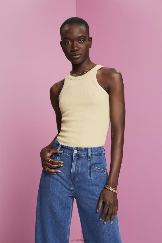 rezervoar sl Esprit ženske rebrast brezrokavnik pesek 6X446282